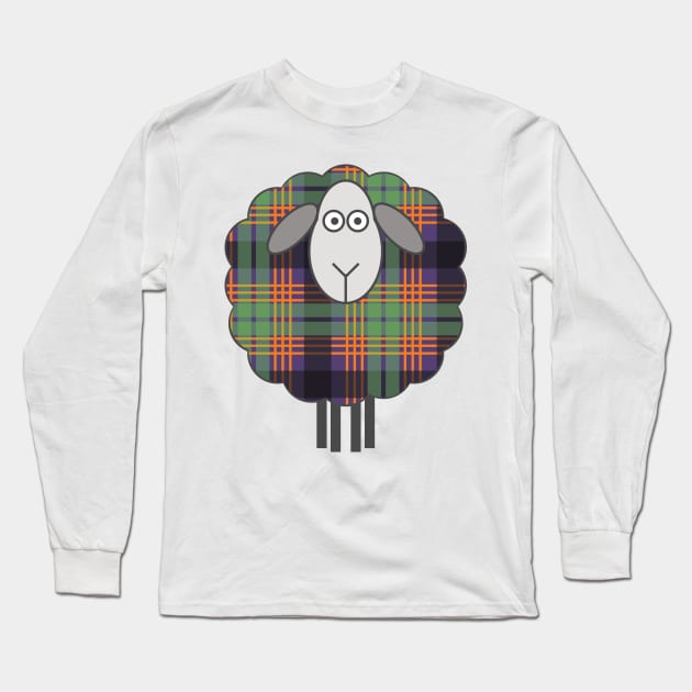 Scottish Halloween Coloured Tartan Patterned Sheep Long Sleeve T-Shirt by MacPean